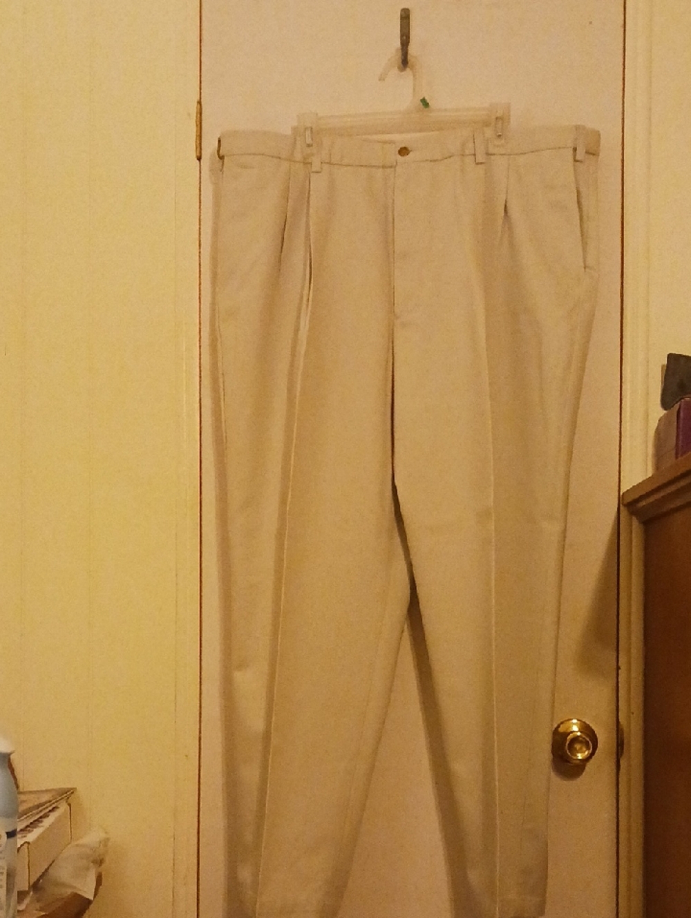 Men's Pleated Dress Chinos in Cream